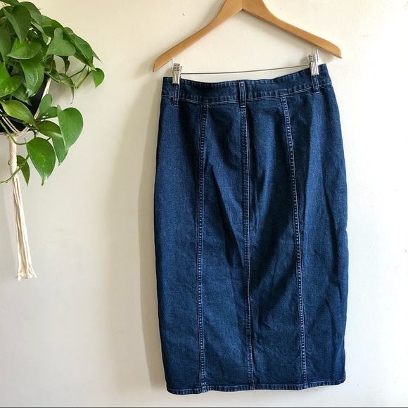Madewell High Waisted Zip Up Denim Midi Skirt - Picture 6 of 7